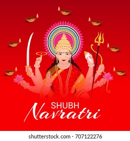 Vector illustration of a Banner for Happy Navratri with Maa Durga.
