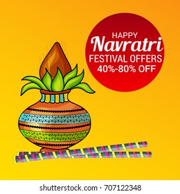 Vector illustration of a Banner for Happy Navratri with Maa Durga.
