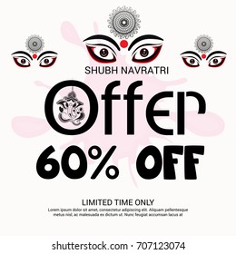 Vector illustration of a Banner for Happy Navratri with Maa Durga.