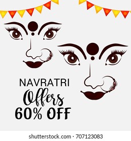 Vector illustration of a Banner for Happy Navratri with Maa Durga.