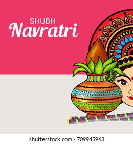 Vector illustration of a Banner for Happy Navratri with Maa Durga.