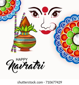 Vector illustration of a Banner for Happy Navratri with Maa Durga.
