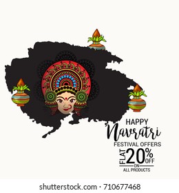 Vector illustration of a Banner for Happy Navratri with Maa Durga.