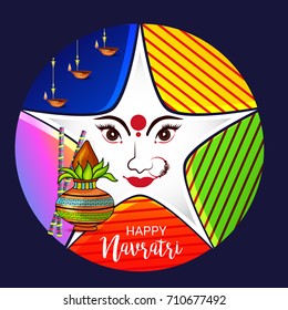 Vector illustration of a Banner for Happy Navratri with Maa Durga.