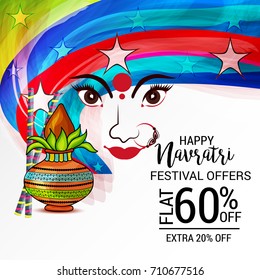 Vector illustration of a Banner for Happy Navratri with Maa Durga.