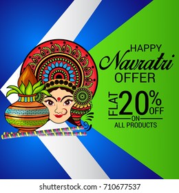 Vector illustration of a Banner for Happy Navratri with Maa Durga.