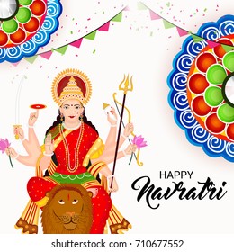 Vector illustration of a Banner for Happy Navratri with Maa Durga.