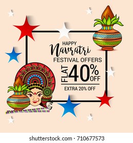 Vector illustration of a Banner for Happy Navratri with Maa Durga.