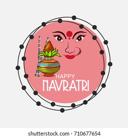 Vector illustration of a Banner for Happy Navratri with Maa Durga.