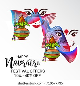 Vector illustration of a Banner for Happy Navratri with Maa Durga.