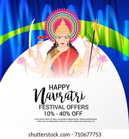 Vector illustration of a Banner for Happy Navratri with Maa Durga.