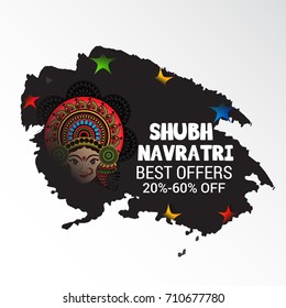 Vector illustration of a Banner for Happy Navratri with Maa Durga.