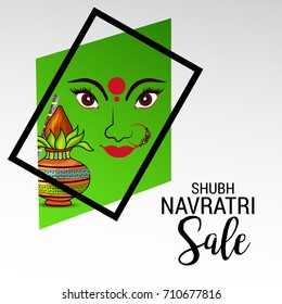 Vector illustration of a Banner for Happy Navratri with Maa Durga.