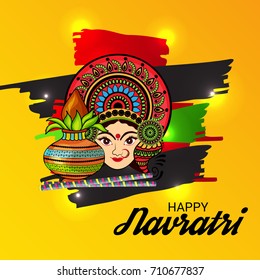 Vector illustration of a Banner for Happy Navratri with Maa Durga.