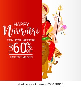 Vector illustration of a Banner for Happy Navratri with Maa Durga.