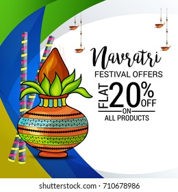 Vector illustration of a Banner for Happy Navratri with Maa Durga.