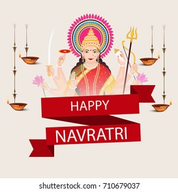 Vector illustration of a Banner for Happy Navratri with Maa Durga.