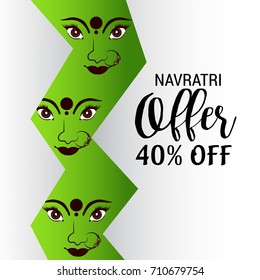 Vector illustration of a Banner for Happy Navratri with Maa Durga.