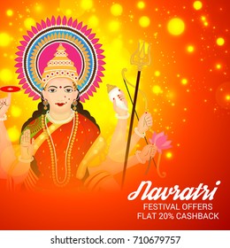 Vector illustration of a Banner for Happy Navratri with Maa Durga.