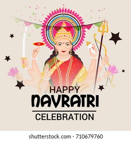 Vector illustration of a Banner for Happy Navratri with Maa Durga.