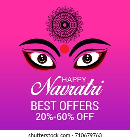 Vector illustration of a Banner for Happy Navratri with Maa Durga.