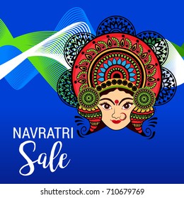 Vector illustration of a Banner for Happy Navratri with Maa Durga.