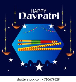 Vector illustration of a Banner for Happy Navratri with Maa Durga.