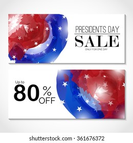 Vector illustration of a Banner for Happy Presidents Day Sale.