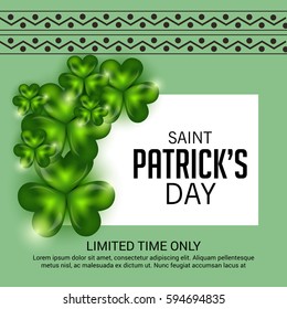 Vector illustration of a Banner for Happy Saint Patrick's Day.