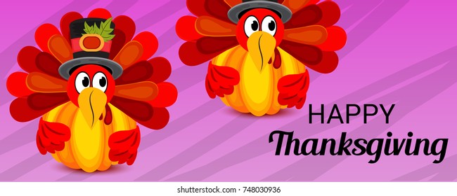 Vector illustration of a Banner for Happy Thanksgiving Day Celebration.