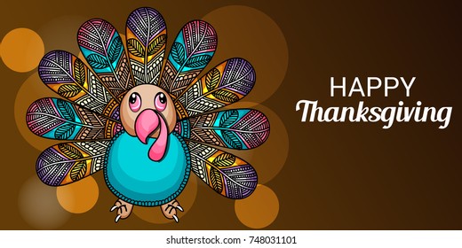 Vector illustration of a Banner for Happy Thanksgiving Day Celebration.