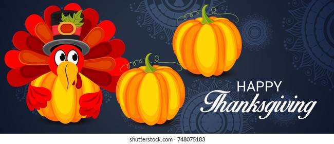 Vector illustration of a Banner for Happy Thanksgiving Day Celebration.