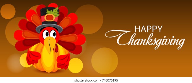 Vector illustration of a Banner for Happy Thanksgiving Day Celebration.