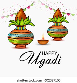 Vector illustration of a Banner for Happy Ugadi.