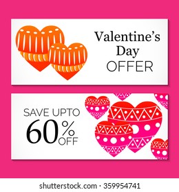 Vector illustration of a banner for Happy Valentines Day .