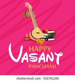Vector illustration of a Banner For Happy Vasant Panchami celebration.