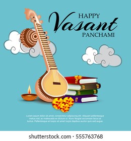 Vector illustration of a Banner For Happy Vasant Panchami celebration.