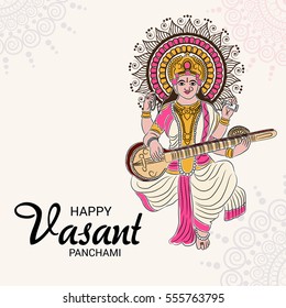 Vector illustration of a Banner For Happy Vasant Panchami celebration.