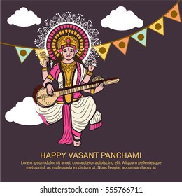 Vector illustration of a Banner For Happy Vasant Panchami celebration.