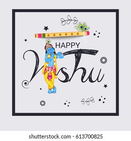 Vector illustration of a Banner for Happy Vishu Typography Design On Traditional Background.