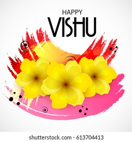 Vector illustration of a Banner for Happy Vishu with Flowers.