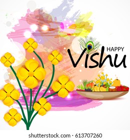 Vector illustration of a Banner for Happy Vishu.