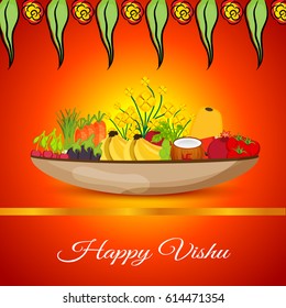 Vector illustration of a Banner for Happy Vishu.