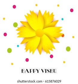 Vector illustration of a Banner for Happy Vishu with Vishukani  Flowers.

