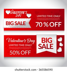 Vector illustration of Banner or Header Valentines Day Sale.