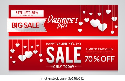 Vector illustration of Banner or Header Valentines Day Sale.