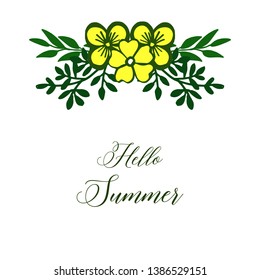 Vector illustration banner hello summer with art yellow floral frame
