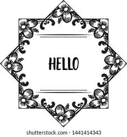 Vector illustration of banner hello for various crowd of flower frame
