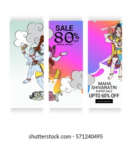 Vector illustration of a Banner for Hindu festival of Happy Maha Shivaratri.