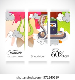 Vector illustration of a Banner for Hindu festival of Happy Maha Shivaratri.